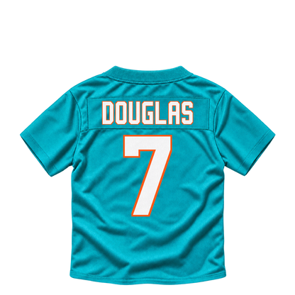 Miami Dolphins jersey keychain — Caleb Douglas #7. Exact saved player artwork preview.