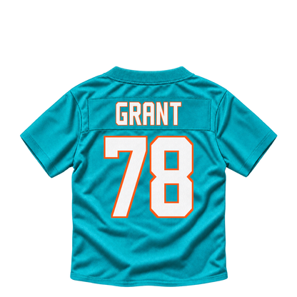 Miami Dolphins jersey keychain — Kenneth Grant #78. Exact saved player artwork preview.
