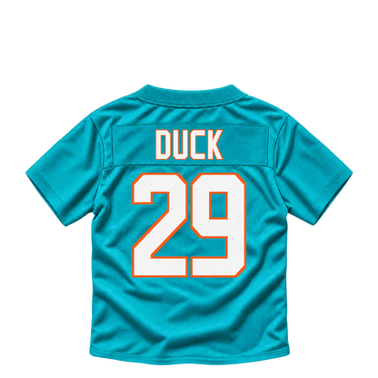 Miami Dolphins jersey keychain — Storm Duck #29. Exact saved player artwork preview.