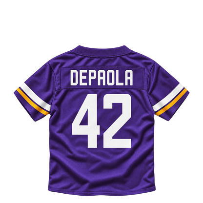 Minnesota Vikings jersey keychain — Andrew DePaola #42. Exact saved player artwork preview.