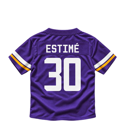 Minnesota Vikings jersey keychain — Audric Estimé #30. Exact saved player artwork preview.