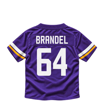 Minnesota Vikings jersey keychain — Blake Brandel #64. Exact saved player artwork preview.