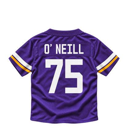 Minnesota Vikings jersey keychain — Brian O'Neill #75. Exact saved player artwork preview.