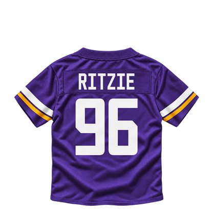 Minnesota Vikings jersey keychain — Jahvaree Ritzie #96. Exact saved player artwork preview.