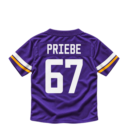 Minnesota Vikings jersey keychain — Josh Priebe #67. Exact saved player artwork preview.
