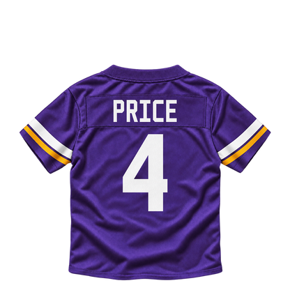 Minnesota Vikings jersey keychain — Myles Price #4. Exact saved player artwork preview.