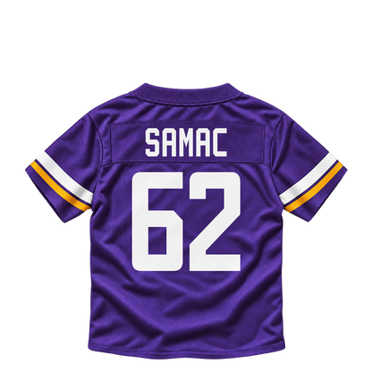 Minnesota Vikings jersey keychain — Nick Samac #62. Exact saved player artwork preview.