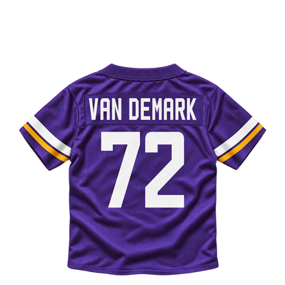 Minnesota Vikings jersey keychain — Ryan Van Demark #72. Exact saved player artwork preview.