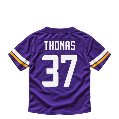Minnesota Vikings jersey keychain — Tavierre Thomas #37. Exact saved player artwork preview.