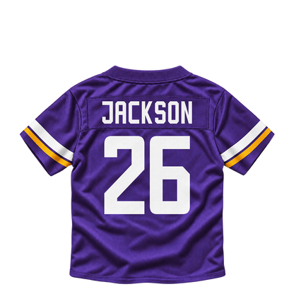 Minnesota Vikings jersey keychain — Theo Jackson #26. Exact saved player artwork preview.