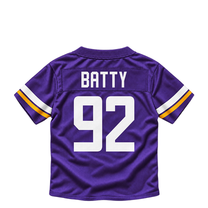 Minnesota Vikings jersey keychain — Tyler Batty #92. Exact saved player artwork preview.