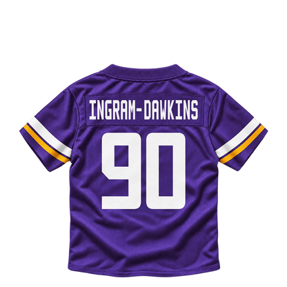 Minnesota Vikings jersey keychain — Tyrion Ingram-Dawkins #90. Exact saved player artwork preview.