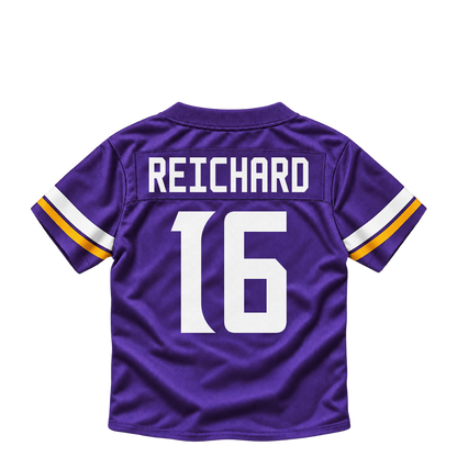 Minnesota Vikings jersey keychain — Will Reichard #16. Exact saved player artwork preview.