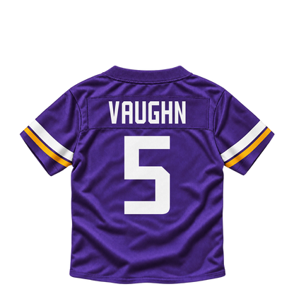 Minnesota Vikings jersey keychain — Zemaiah Vaughn #5. Exact saved player artwork preview.
