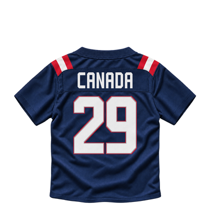 New England Patriots jersey keychain — Channing Canada #29. Exact saved player artwork preview.