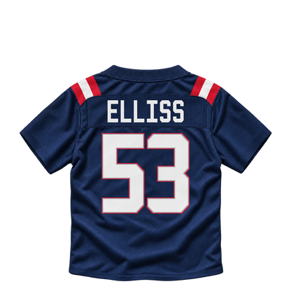 New England Patriots jersey keychain — Christian Elliss #53. Exact saved player artwork preview.