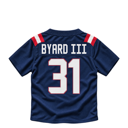 New England Patriots jersey keychain — Kevin Byard III #31. Exact saved player artwork preview.