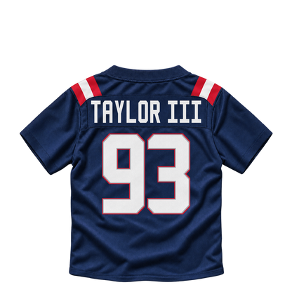 New England Patriots jersey keychain — Leonard Taylor III #93. Exact saved player artwork preview.