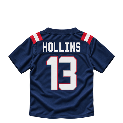 New England Patriots jersey keychain — Mack Hollins #13. Exact saved player artwork preview.
