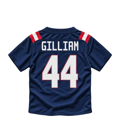 New England Patriots jersey keychain — Reggie Gilliam #44. Exact saved player artwork preview.