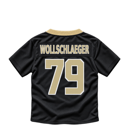 New Orleans Saints jersey keychain — Alex Wollschlaeger #79. Exact saved player artwork preview.
