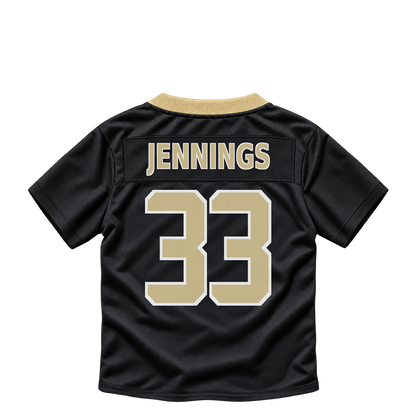 New Orleans Saints jersey keychain — Anfernee Jennings #33. Exact saved player artwork preview.