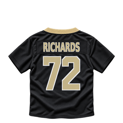 New Orleans Saints jersey keychain — Asim Richards #72. Exact saved player artwork preview.