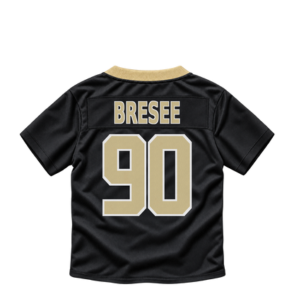 New Orleans Saints jersey keychain — Bryan Bresee #90. Exact saved player artwork preview.