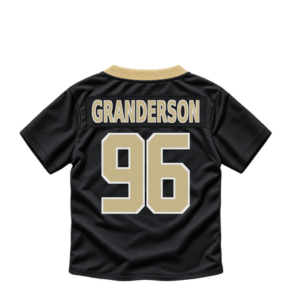 New Orleans Saints jersey keychain — Carl Granderson #96. Exact saved player artwork preview.