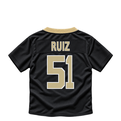 New Orleans Saints jersey keychain — Cesar Ruiz #51. Exact saved player artwork preview.