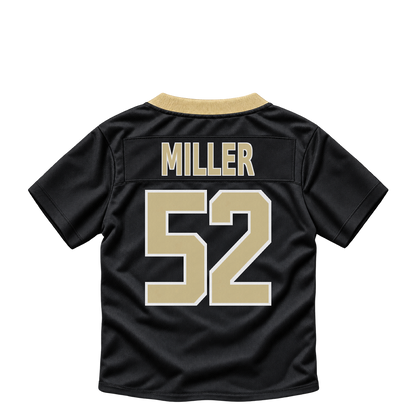 New Orleans Saints jersey keychain — Christen Miller #52. Exact saved player artwork preview.