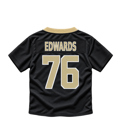 New Orleans Saints jersey keychain — David Edwards #76. Exact saved player artwork preview.