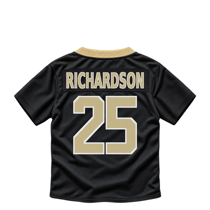 New Orleans Saints jersey keychain — Decamerion Richardson #25. Exact saved player artwork preview.