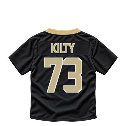New Orleans Saints jersey keychain — Easton Kilty #73. Exact saved player artwork preview.