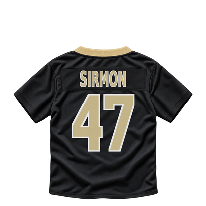 New Orleans Saints jersey keychain — Jackson Sirmon #47. Exact saved player artwork preview.