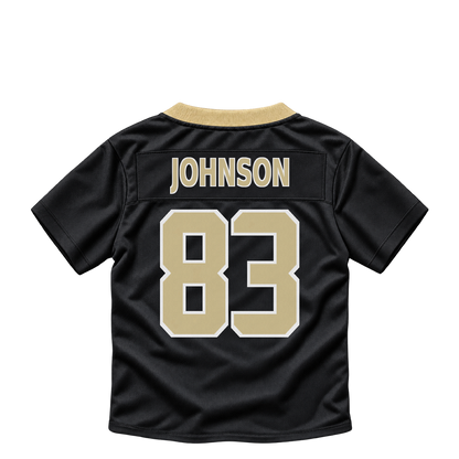 New Orleans Saints jersey keychain — Juwan Johnson #83. Exact saved player artwork preview.
