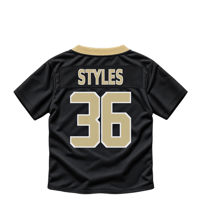 New Orleans Saints jersey keychain — Lorenzo Styles #36. Exact saved player artwork preview.