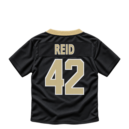 New Orleans Saints jersey keychain — Mike Reid #42. Exact saved player artwork preview.