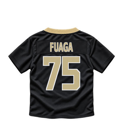 New Orleans Saints jersey keychain — Taliese Fuaga #75. Exact saved player artwork preview.