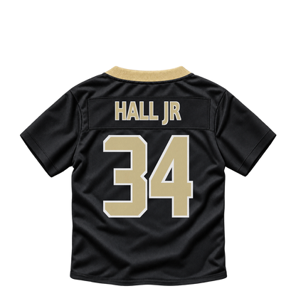 New Orleans Saints jersey keychain — TJ Hall Jr. #34. Exact saved player artwork preview.