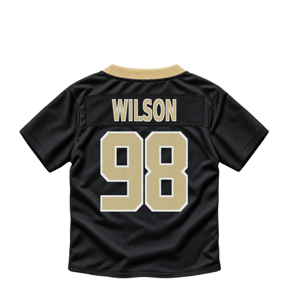 New Orleans Saints jersey keychain — Tyree Wilson #98. Exact saved player artwork preview.