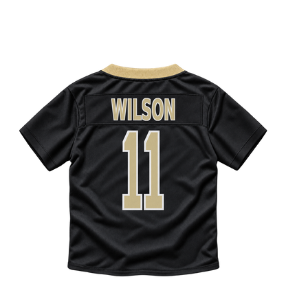 New Orleans Saints jersey keychain — Zach Wilson #11. Exact saved player artwork preview.