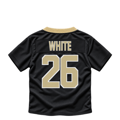 New Orleans Saints jersey keychain — Zamir White #26. Exact saved player artwork preview.