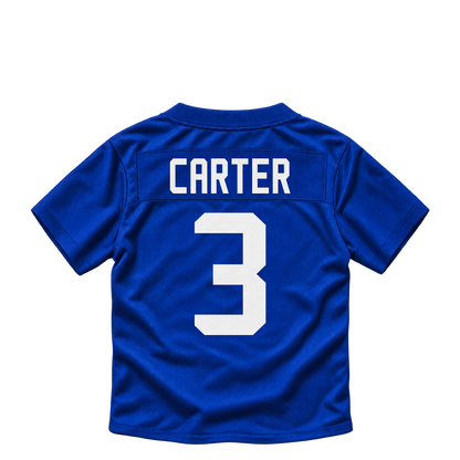 New York Giants jersey keychain — Abdul Carter #3. Exact saved player artwork preview.