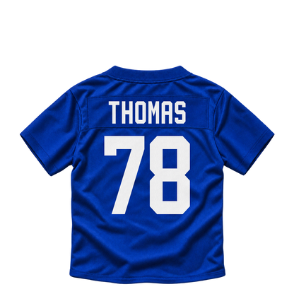 New York Giants jersey keychain — Andrew Thomas #78. Exact saved player artwork preview.