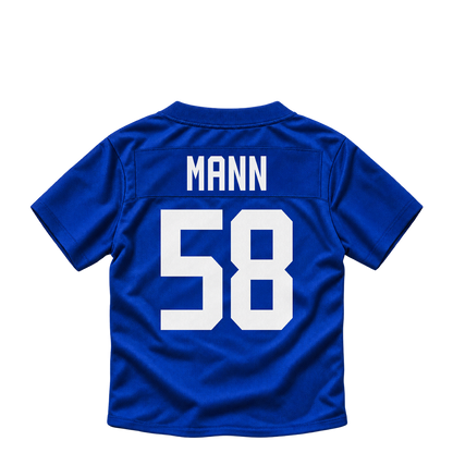 New York Giants jersey keychain — Ben Mann #58. Exact saved player artwork preview.