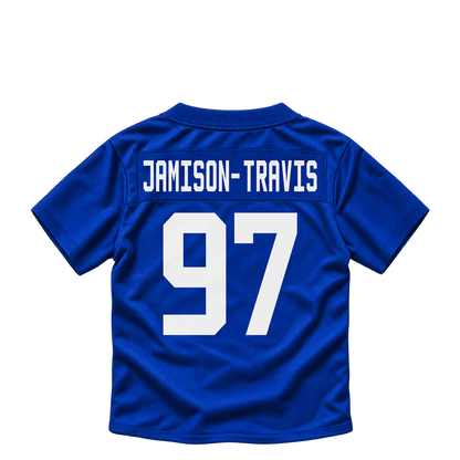 New York Giants jersey keychain — Bobby Jamison-Travis #97. Exact saved player artwork preview.