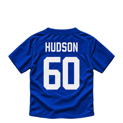 New York Giants jersey keychain — Bryan Hudson #60. Exact saved player artwork preview.