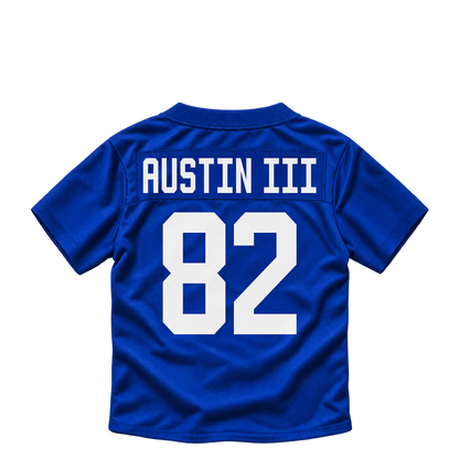 New York Giants jersey keychain — Calvin Austin III #82. Exact saved player artwork preview.