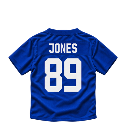 New York Giants jersey keychain — Charlie Jones #89. Exact saved player artwork preview.